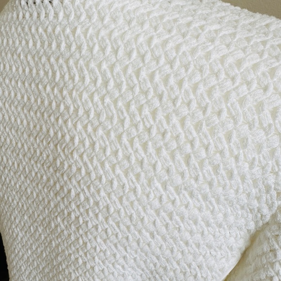 😍 Gorgeous + Unique 🤩 |  AMS Pure Cream White Leather Cotton Knit Jacket 8 - Picture 9 of 15